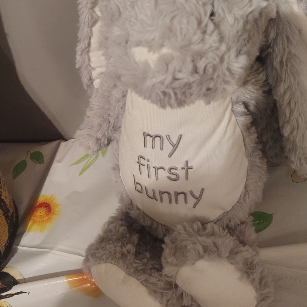 Carried Away My First Bunny Grey Plush Stuffed Animal Long Ear Rabbit Toy
